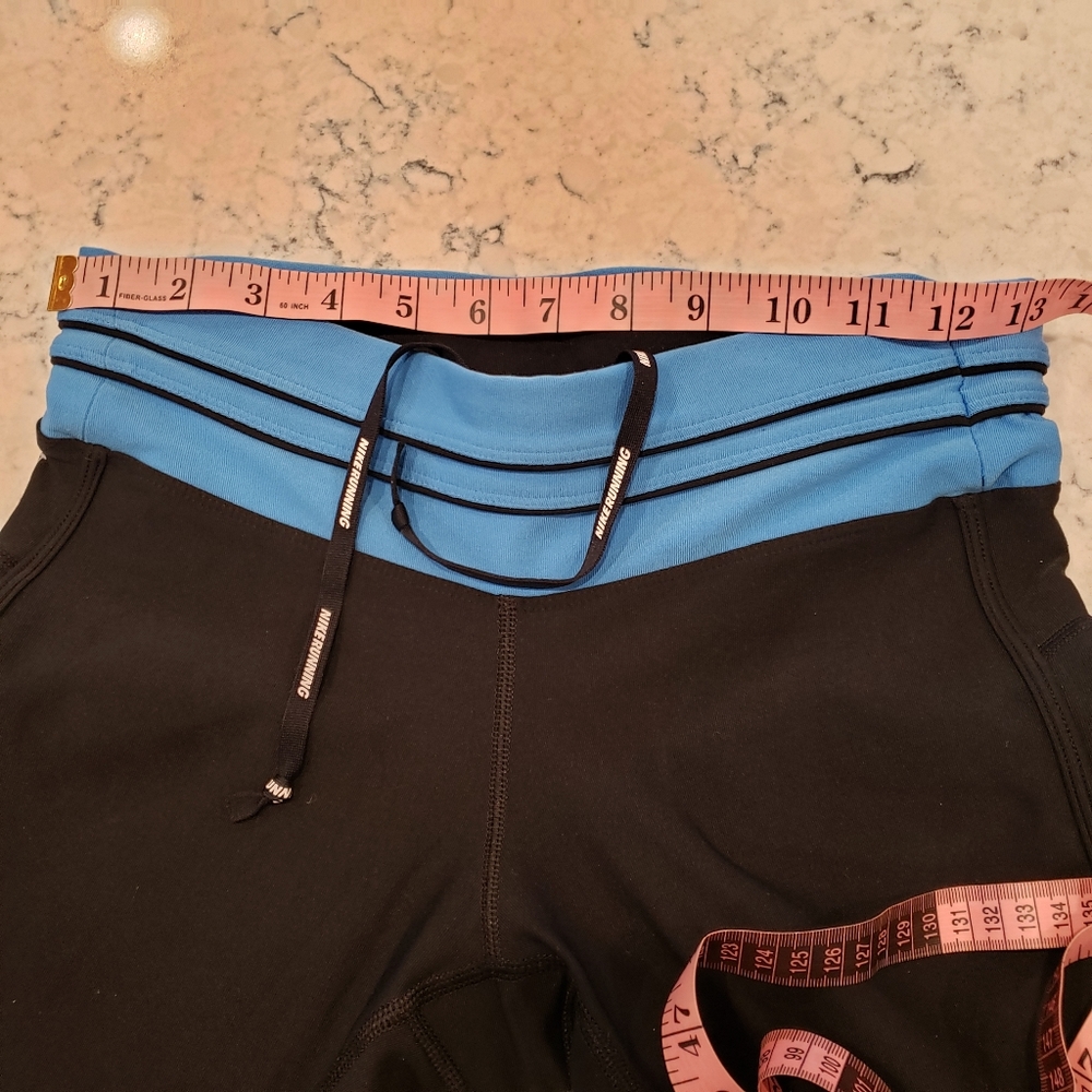 Nike Dri-fit Running Capri Leggings Black/Blue Sz. SM - Picture 13 of 15